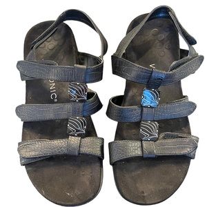 Vionic Amber Black Croco‎ Casual Comfort Sandals Women’s Size 9